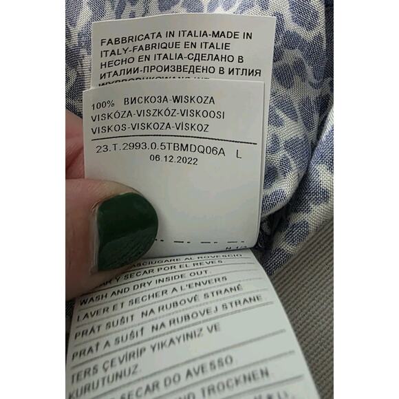 United colors of bennetton Peasant Women's Blouse Top Tie Neck Size Large NEW - Picture 11 of 14